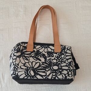Thermos Brand Floral Lunch Bag - Black and Tan